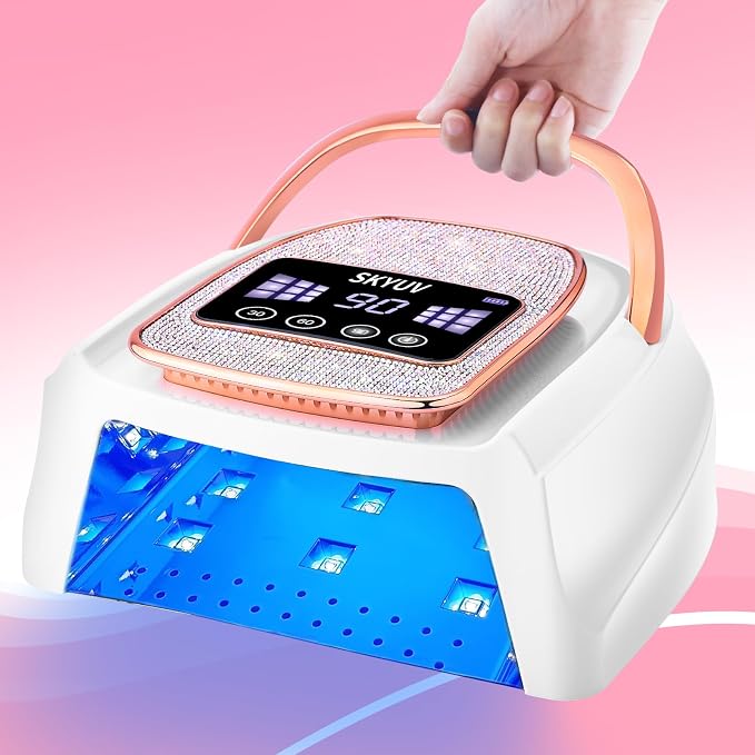 Rechargeable UV LED Nail Lamp, SKYUV Cordless Nail lamp for Gel Polish, UV Nail Lamp with 4 Timer Setting and Handle, Professional Nail UV Light for Gel Nails with 30 Beads for Salon and Home