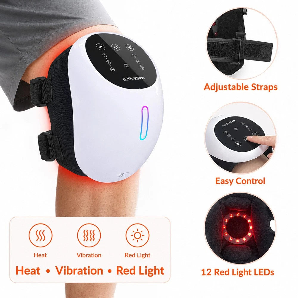 Wireless Knee Massager with Heat Red Light Vibration for Knee Pain Relief Care