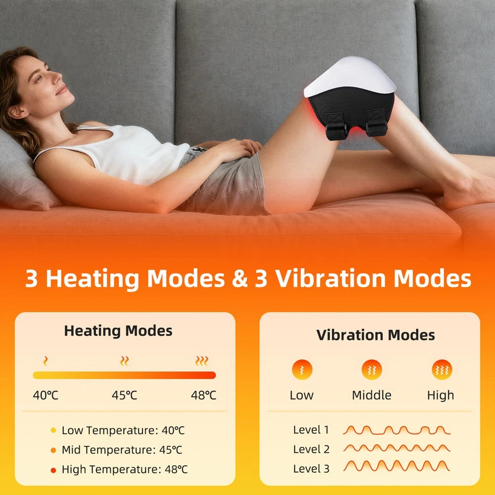Wireless Knee Massager with Heat Red Light Vibration for Knee Pain Relief Care